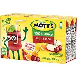 Mott's 100 Percent Fruit Punch Juice, 6.75 fl oz boxes, 32 Count (4 Packs of 8)