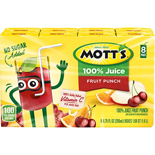 Mott's 100 Percent Fruit Punch Juice, 6.75 fl oz boxes, 32 Count (4 Packs of 8)