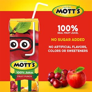 Mott's 100 Percent Fruit Punch Juice, 6.75 fl oz boxes, 32 Count (4 Packs of 8)