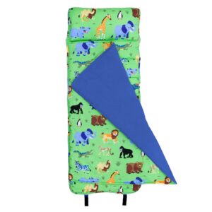 wildkin original nap mat with reusable pillow for boys & girls, perfect for elementary daycare sleepovers, features hook & loop fastener, cotton blend materials nap mat for kids (wild animals)