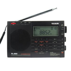 tecsun pl-660 portable am/fm/lw/air shortwave world band radio with single side band, black