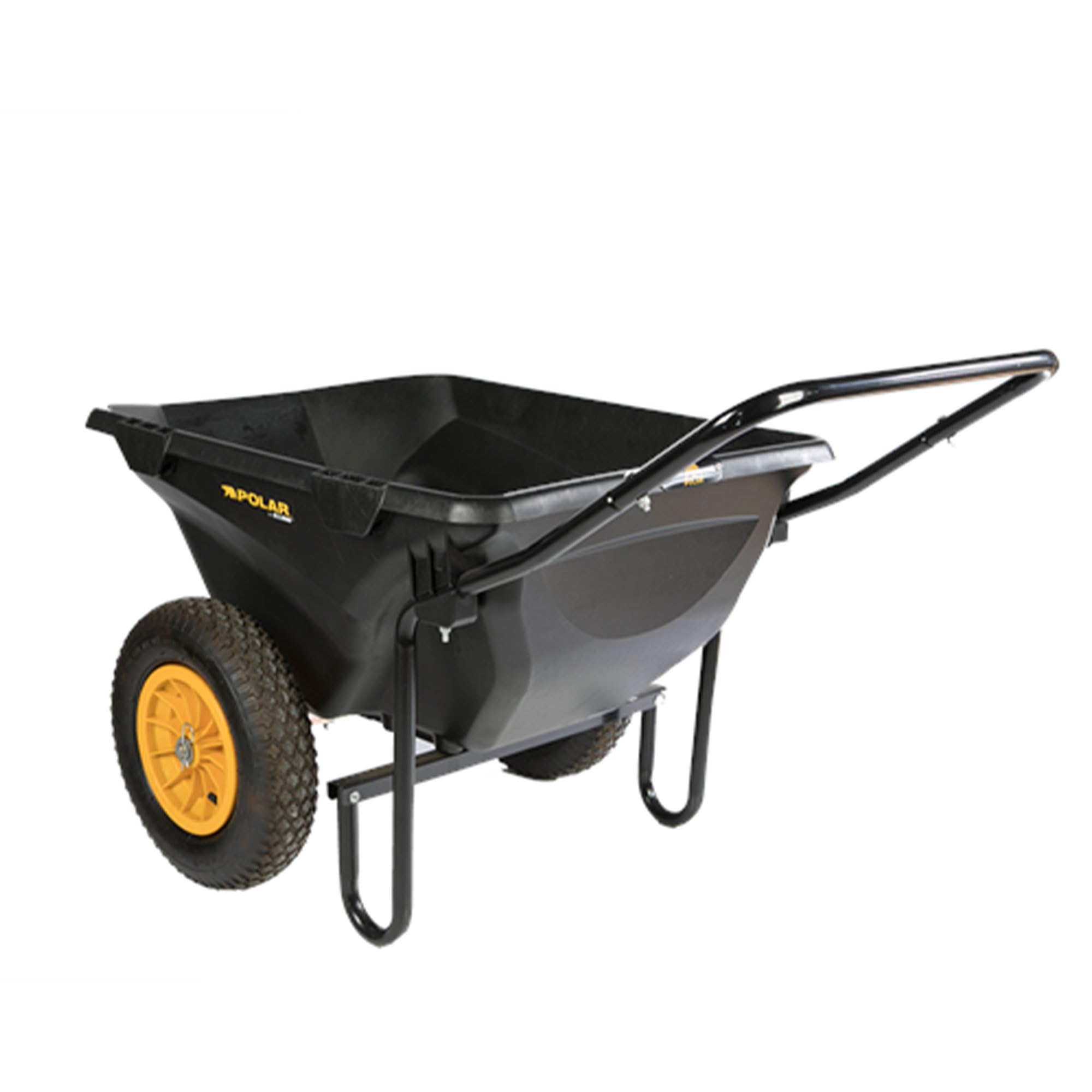 Polar Trailer 7 Cubic Foot Heavy Duty Utility Yard Garden Cart Wheelbarrow Cub Cart with Handle and Wide Track Rubber Wheels Hauling Outdoor, Black