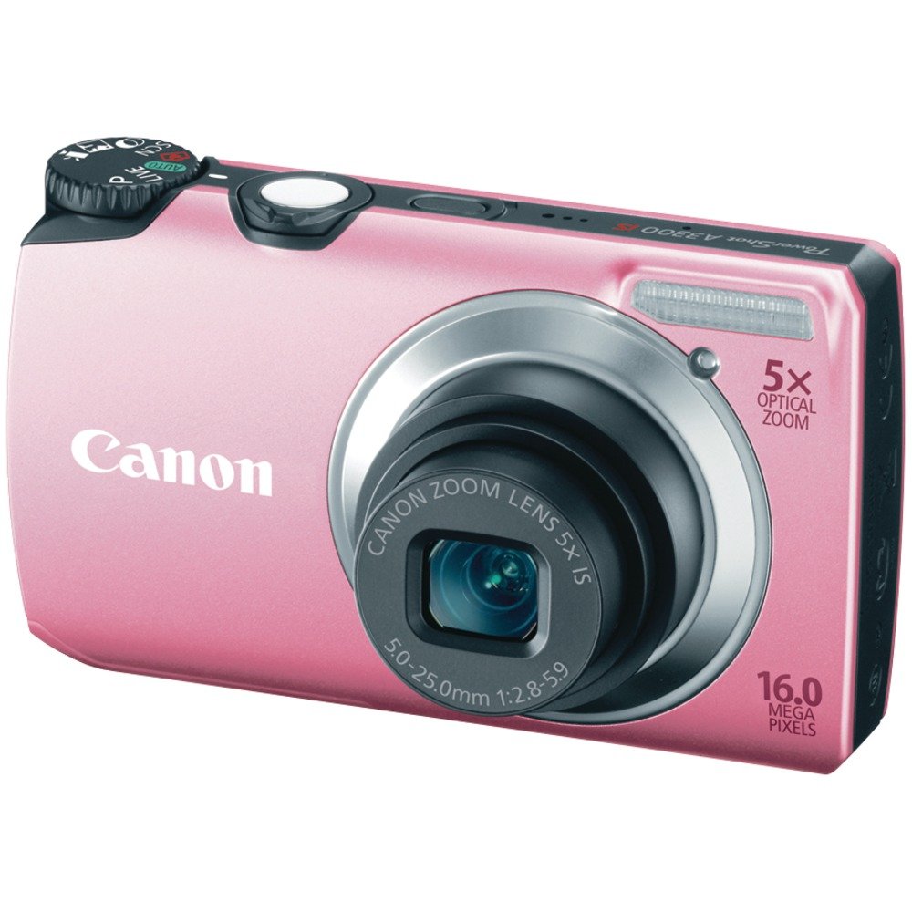 Canon PowerShot A3300 IS 16.0 MP with 5x Wide-Angle Optical Zoom (Pink)