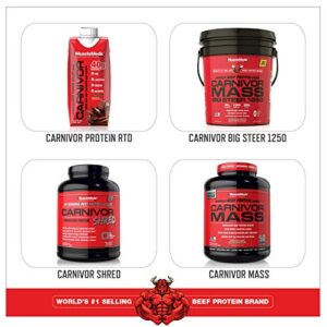 MuscleMeds, Carnivor Beef Protein Isolate Powder 56 Servings, Chocolate, 72 Ounce,4.19 Pound (Pack of 1),002542