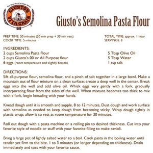 Giusto's Vita-Grain Gourmet Semolina All-Natural No. 1 Durum Wheat Flour, 5lb Bag