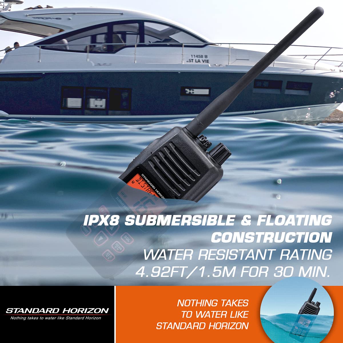 Standard Horizon HX400 W/SBR-29LI, Handheld VHF Marine Radio