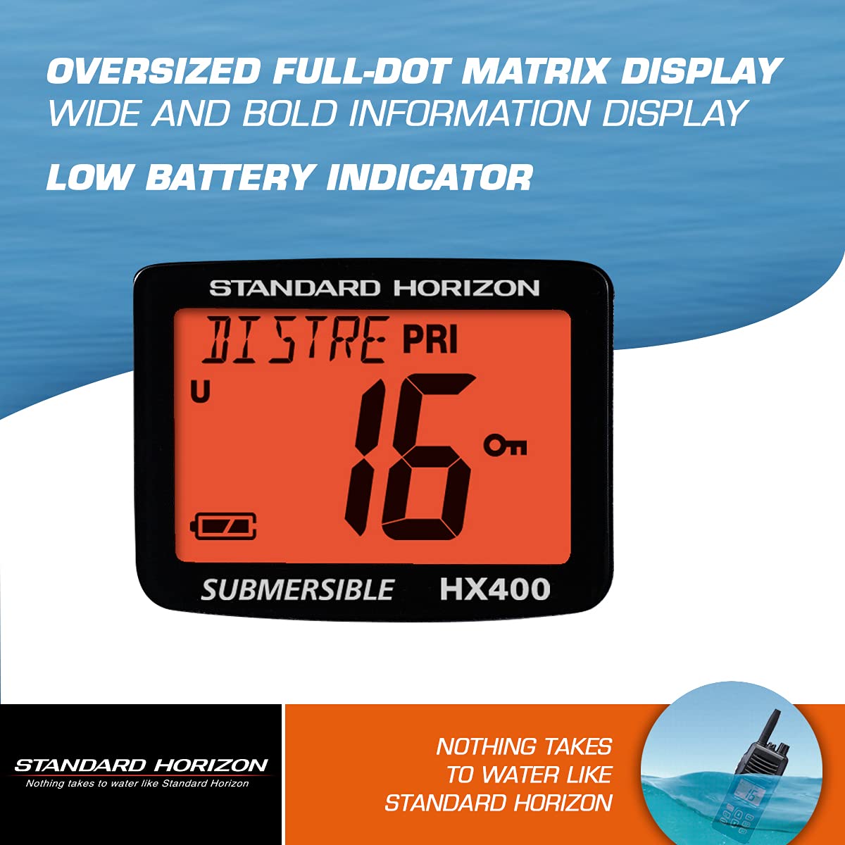 Standard Horizon HX400 W/SBR-29LI, Handheld VHF Marine Radio