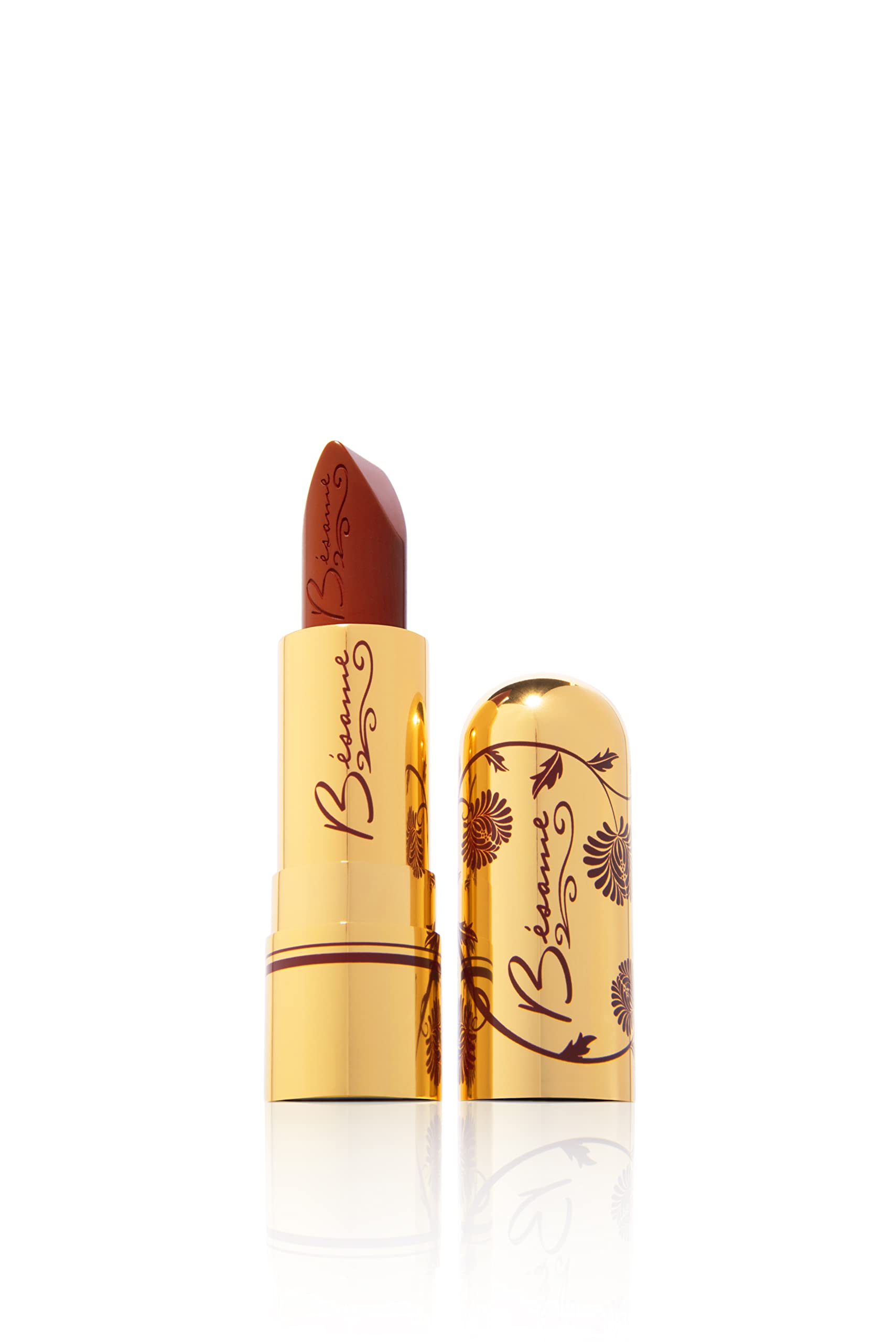 BESAME Red Velvet Lipstick 1946 Vintage Shade, Universally Flattering, Popular Everyday, Warm Brick Red, Long-Lasting Lip Color, With Moisturizing Vitamin E, Satin Finish, Blot for Lip Stain