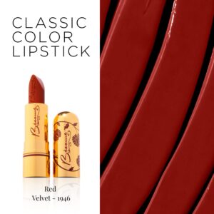 BESAME Red Velvet Lipstick 1946 Vintage Shade, Universally Flattering, Popular Everyday, Warm Brick Red, Long-Lasting Lip Color, With Moisturizing Vitamin E, Satin Finish, Blot for Lip Stain