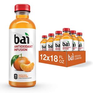 bai flavored water, costa rica clementine, antioxidant infused drinks, 18 fluid ounce bottle (pack of 12)