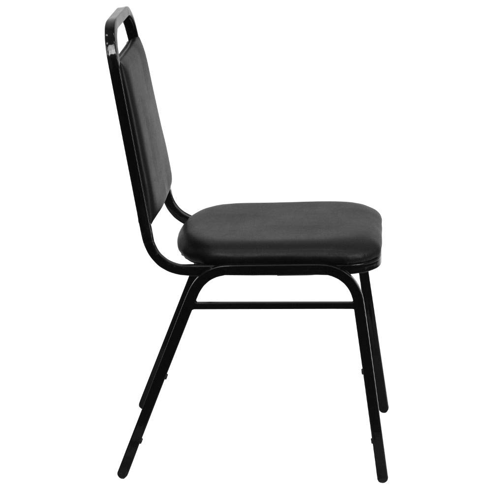 Flash Furniture HERCULES Series Trapezoidal Back Stacking Banquet Chair in Black Vinyl - Black Frame