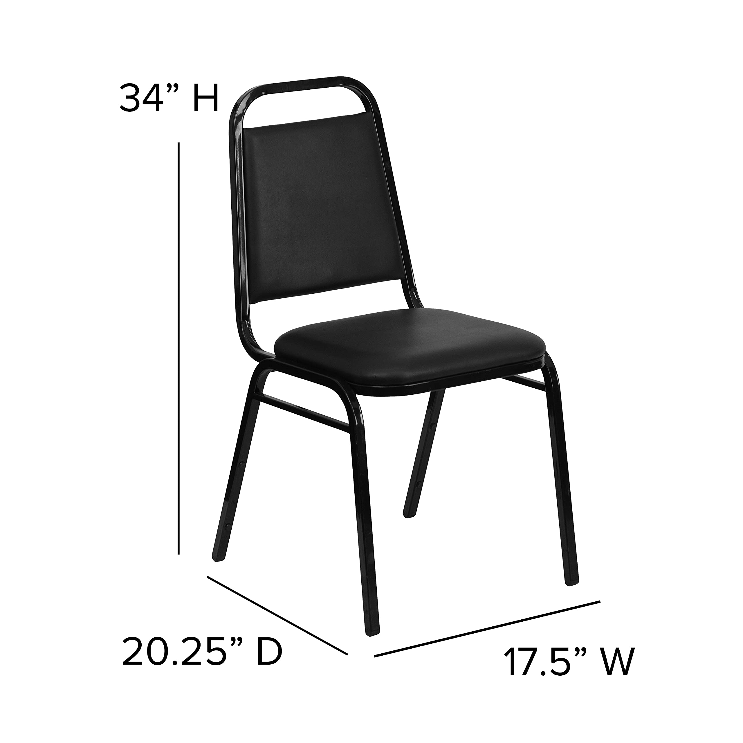 Flash Furniture HERCULES Series Trapezoidal Back Stacking Banquet Chair in Black Vinyl - Black Frame