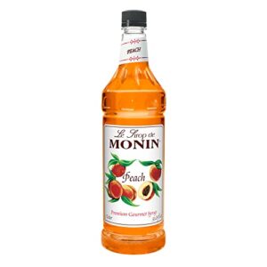 monin - peach syrup, fresh and juicy flavors, great for iced teas, lemonades, and sodas, non-gmo, gluten-free (1 liter)