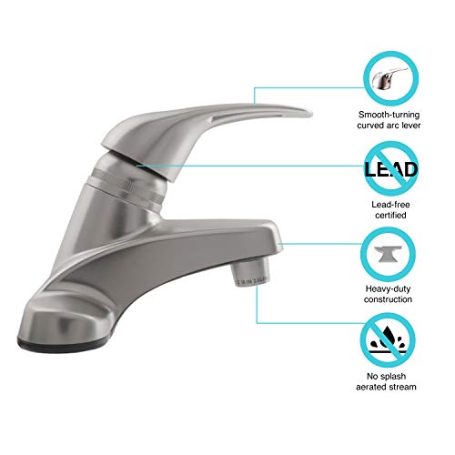 Dura Faucet DF-PL100-SN RV Single Lever Bathroom Faucet (Brushed Satin Nickel Plating Over ABS Plastic)