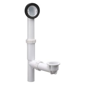 design house 522458 pvc rough-in bath drain kit with overflow - adjustable height and drain depth 1.5"w x 19.3"h, white