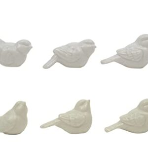 Set of 6 White Ceramic Birds