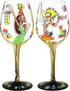 bottom's up 15-ounce birthday girl handpainted wine glass