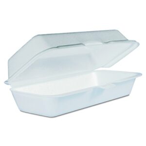 dart 72ht1 hot dog foam hinged container, 7.13 x 3.75 in (case of 500) white