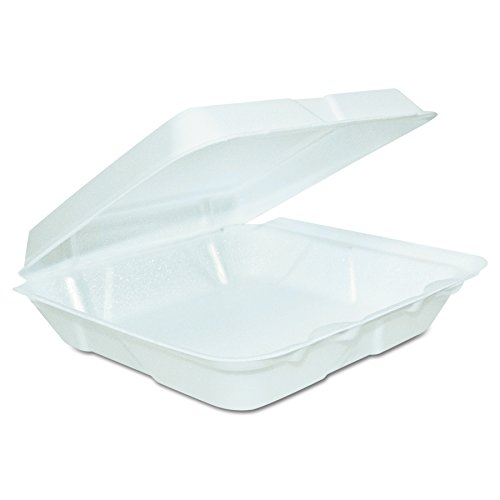 Dart 80HT1R Foam Hinged Lid Containers, (L) 8 x (W) 7.5 x (H) 2.3, White (Case of 200)