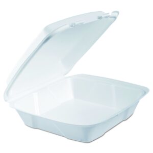 dart 90ht1r foam hinged lid containers, 9.375 x 9.375 x 3, white (case of 200)