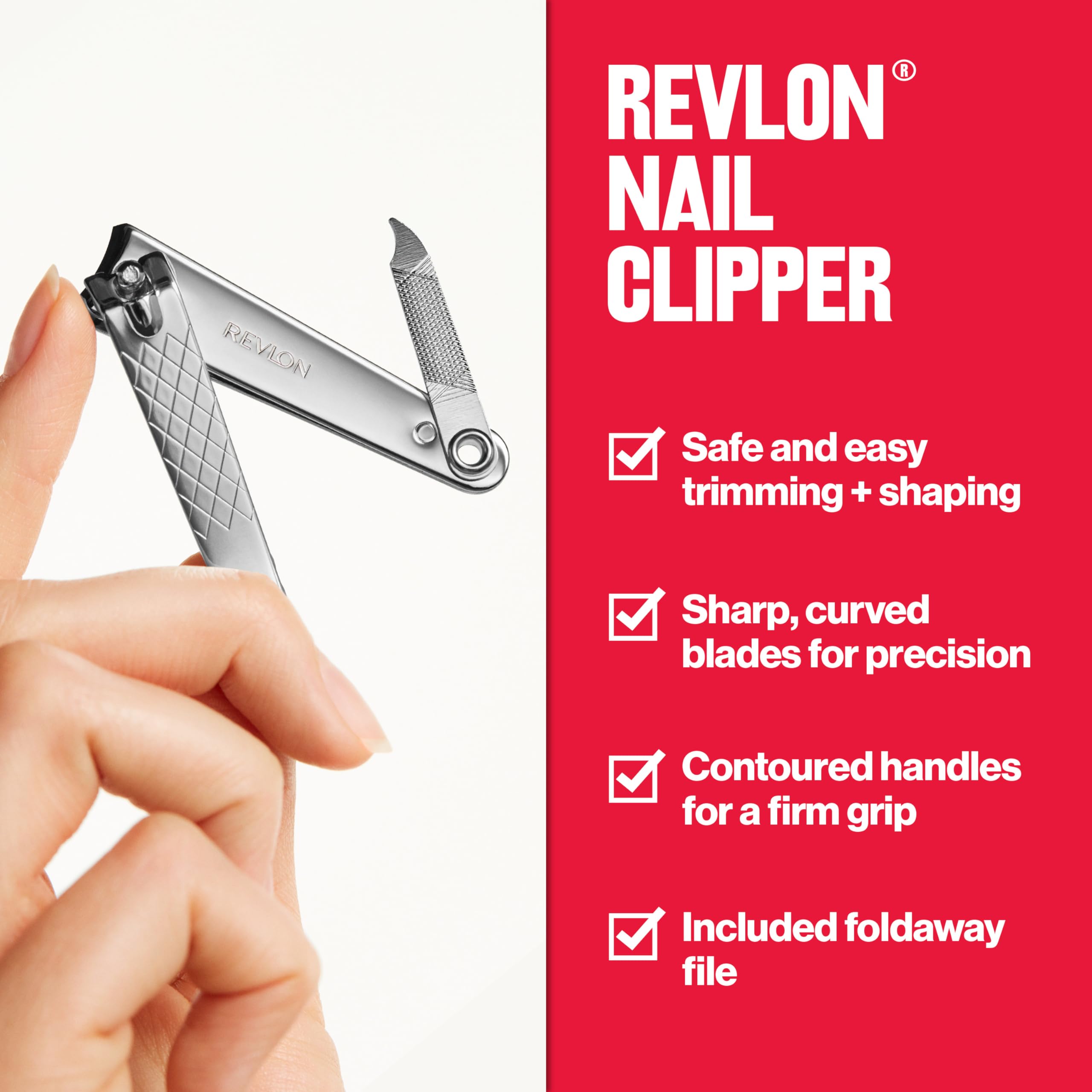 Revlon Mini Nail Clipper, Nail Care Tools, Curved Blade for Trimming & Grooming, Easy to Use (Pack of 1)