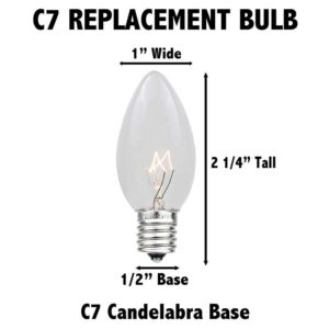 Novelty Lights Twinkle Christmas Replacement Bulbs - Outdoor Individual Bulbs for Events, Holiday Parties, Patios, and More - C7/E12 Candelabra Base, 5 Watt Lights (Multicolor, 25 Pack)