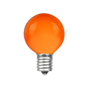 novelty lights incandescent g30 globe replacement bulbs - outdoor individual bulbs for events, holiday parties, patios, and more - c7/e12 candelabra base, 5 watt lights (orange, 25 pack)