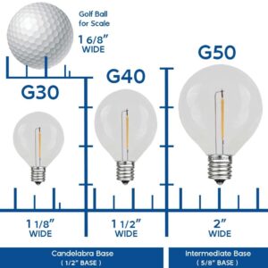 Novelty Lights Incandescent G30 Globe Replacement Bulbs - Outdoor Individual Bulbs for Events, Holiday Parties, Patios, and More - C7/E12 Candelabra Base, 5 Watt Lights (Orange, 25 Pack)