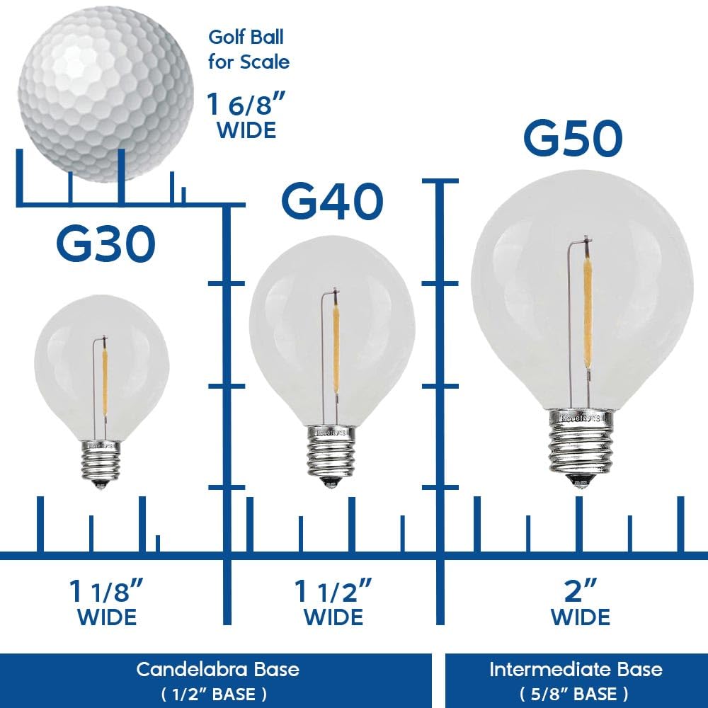 Novelty Lights Incandescent G30 Globe Replacement Bulbs - Outdoor Individual Bulbs for Events, Holiday Parties, Patios, and More - C7/E12 Candelabra Base, 5 Watt Lights (Orange, 25 Pack)