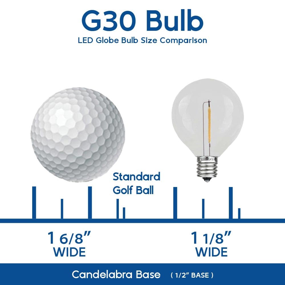 Novelty Lights Incandescent G30 Globe Replacement Bulbs - Outdoor Individual Bulbs for Events, Holiday Parties, Patios, and More - C7/E12 Candelabra Base, 5 Watt Lights (Orange, 25 Pack)