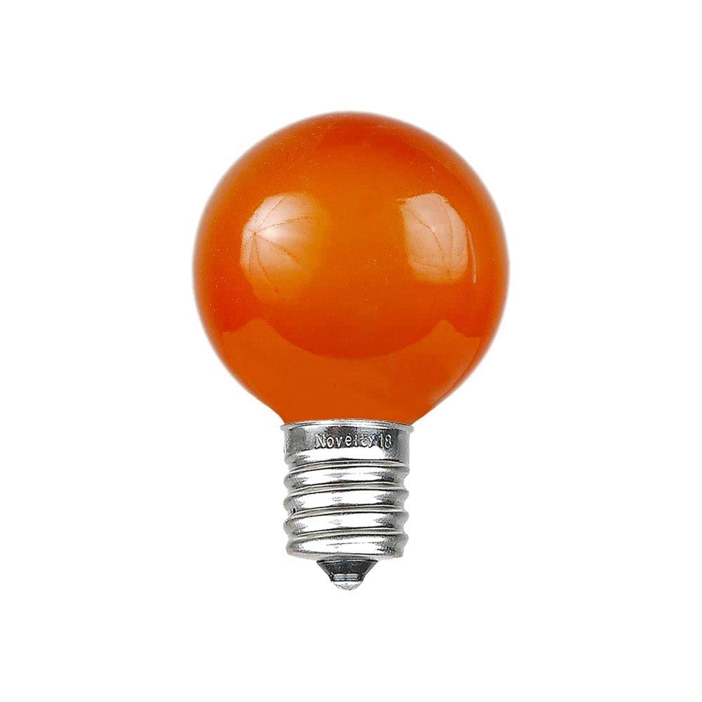 Novelty Lights Incandescent G30 Globe Replacement Bulbs - Outdoor Individual Bulbs for Events, Holiday Parties, Patios, and More - C7/E12 Candelabra Base, 5 Watt Lights (Orange, 25 Pack)