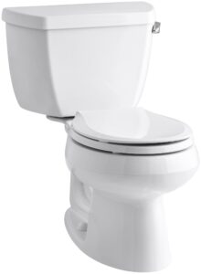 kohler k-3577-ra-0 wellworth classic 1.28gpf round-front toilet with class five flushing technology and right-hand trip lever, white, 12 inch