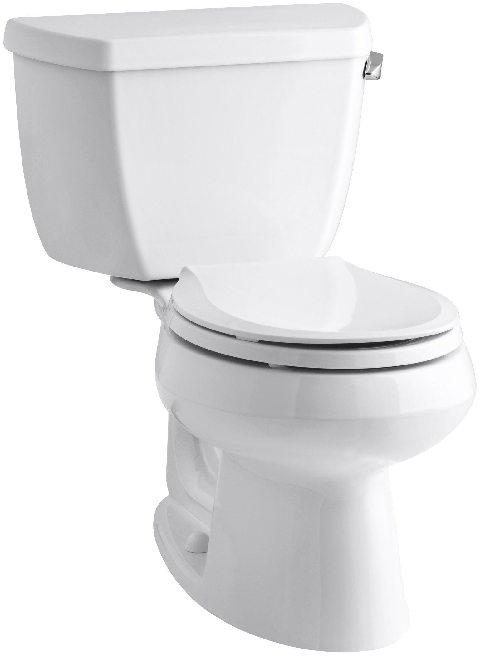 Kohler K-3577-RA-0 Wellworth Classic 1.28gpf Round-Front Toilet with Class Five Flushing Technology and Right-Hand Trip Lever, White, 12 Inch