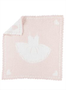 barefoot dreams cozychic scalloped receiving blanket - pink & tutu,30" x 32"
