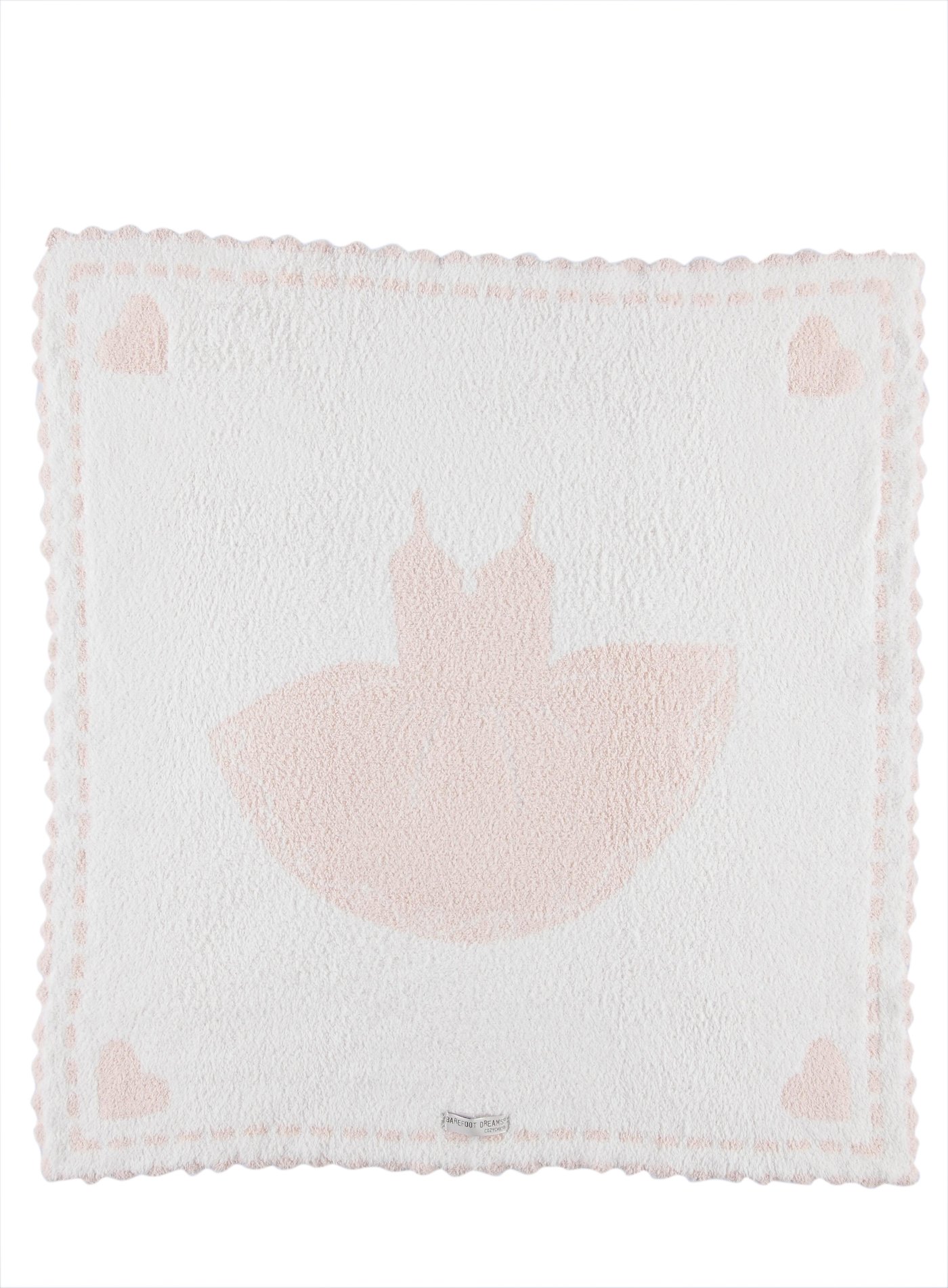 Barefoot Dreams CozyChic Scalloped Receiving Blanket - Pink & Tutu,30" x 32"