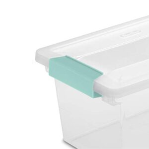 Sterilite Medium Clip Box, Stackable Small Storage Bin with Latching Lid, Plastic Container to Organize Office, Crafts, Clear Base and Lid, 4-Pack