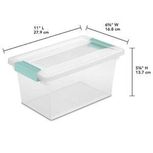 Sterilite Medium Clip Box, Stackable Small Storage Bin with Latching Lid, Plastic Container to Organize Office, Crafts, Clear Base and Lid, 4-Pack