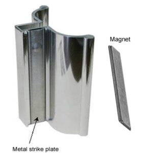 Gordon Glass Co. 3" Bright Chrome Frameless Shower Door Handle with Metal Strike and Magnet - Set