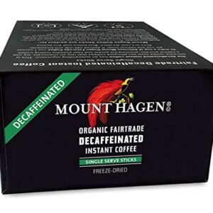 Mount Hagen 25 Count Single Serve Instant Decaf Coffee Packets | Decaffeinated Organic Medium Roast Arabica Beans | Eco-friendly, Fair-Trade [25 sticks/1.76oz/50g]