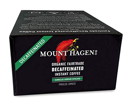 Mount Hagen 25 Count Single Serve Instant Decaf Coffee Packets | Decaffeinated Organic Medium Roast Arabica Beans | Eco-friendly, Fair-Trade [25 sticks/1.76oz/50g]