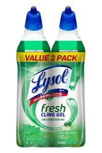 lysol toilet bowl cleaner gel, for cleaning and disinfecting, stain removal, forest rain scent, 24oz (pack of 2)