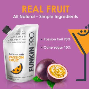 Funkin Passion Fruit Puree | Real Fruit, Two Ingredient, Natural Mixer for Cocktails, Drinks, Smoothies | Vegan, Non-GMO, Gluten-Free (2.2 lbs)