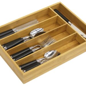 Home Basics Cutlery Tray Holder, Bamboo