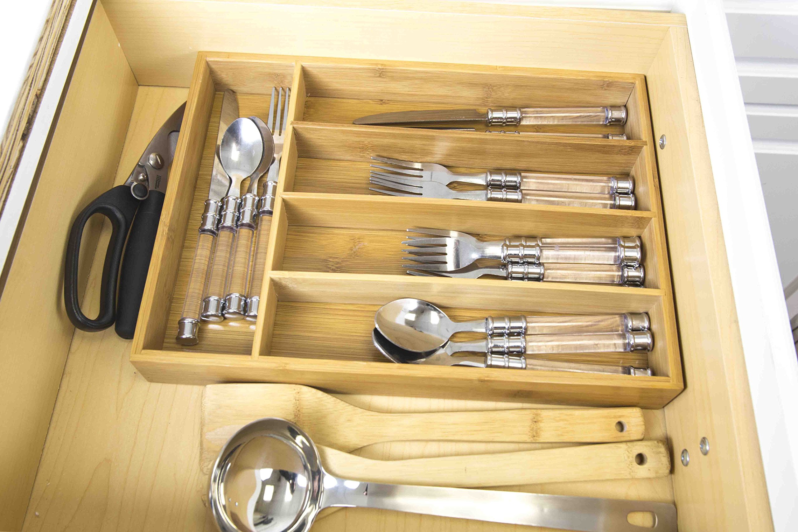 Home Basics Cutlery Tray Holder, Bamboo