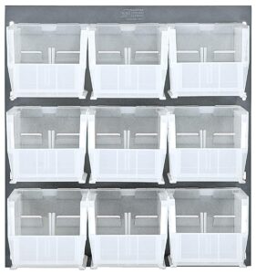 quantum storage systems qlp-1819-230-9cl gray louvered panels complete package with bins, 18" l x 19" h, clear
