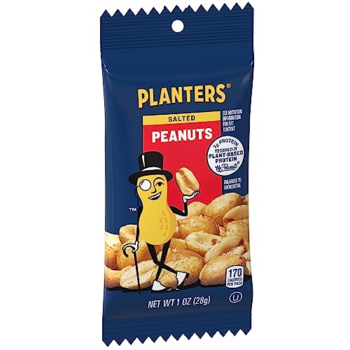 PLANTERS Salted Peanuts, 1 oz. Bags (48 Pack) - Snack Size Peanuts with Sea Salt & Simple Ingredients - Convenient Snacking - On the Go Snacks - Kosher