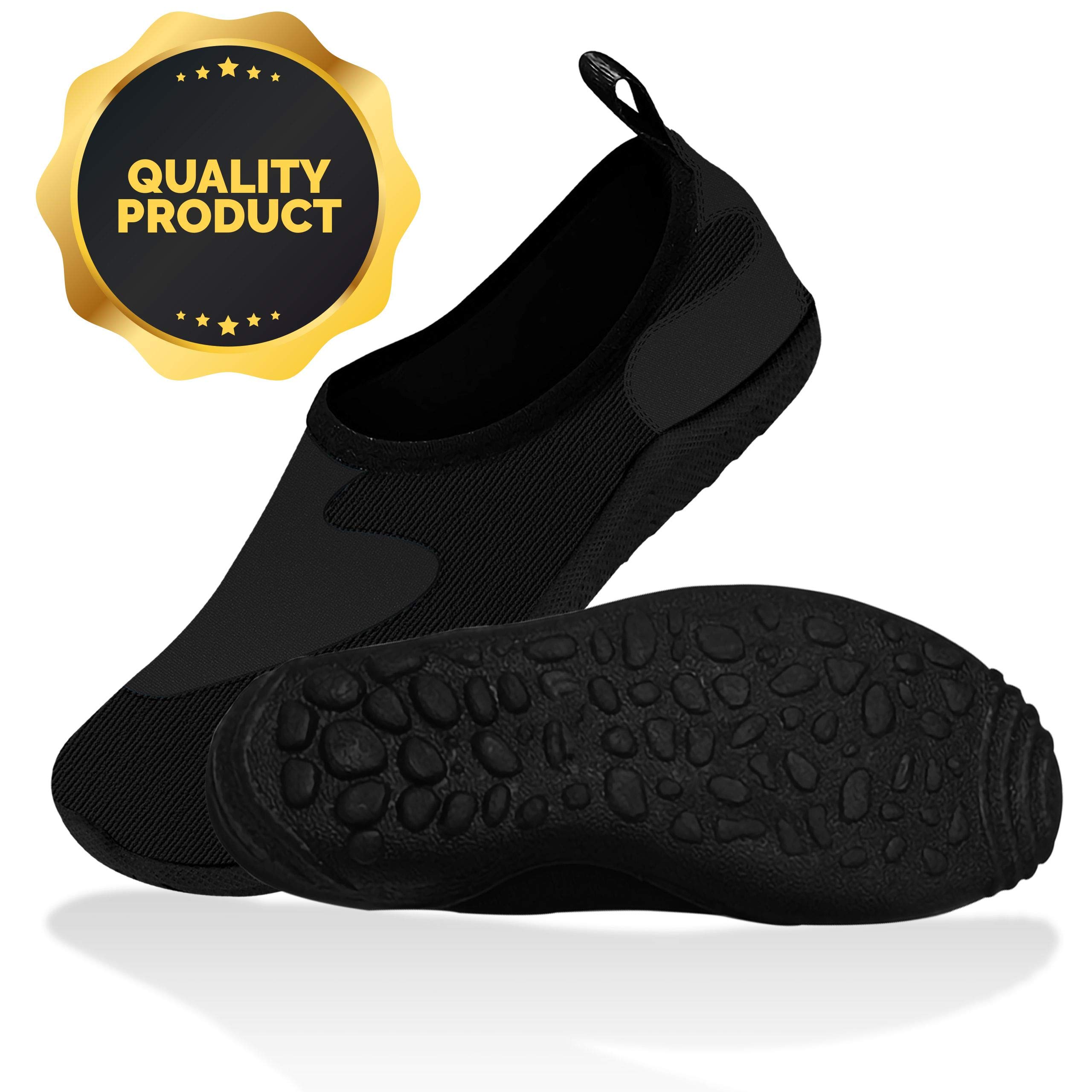 Water Gear Womens Water Shoes - Swimming and Snorkeling - Non-Slip Technology for Foot Safety - Comfortable and Secure Fitting - Black Size 9