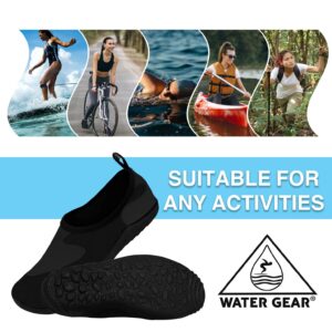 Water Gear Womens Water Shoes - Swimming and Snorkeling - Non-Slip Technology for Foot Safety - Comfortable and Secure Fitting - Black Size 9