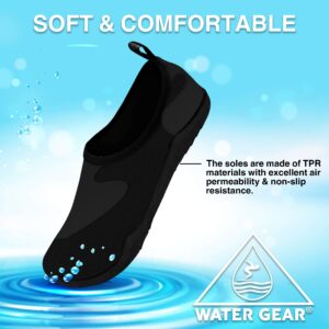 Water Gear Womens Water Shoes - Swimming and Snorkeling - Non-Slip Technology for Foot Safety - Comfortable and Secure Fitting - Black Size 9