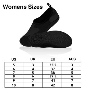 Water Gear Womens Water Shoes - Swimming and Snorkeling - Non-Slip Technology for Foot Safety - Comfortable and Secure Fitting - Black Size 9